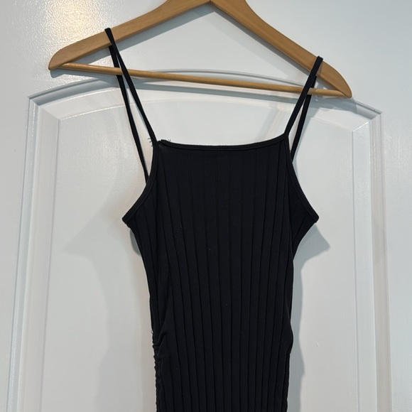 Girls Drawstring Side Rib-knit Black Ruched Cami Dress Size 11/12 youth - Picture 7 of 10